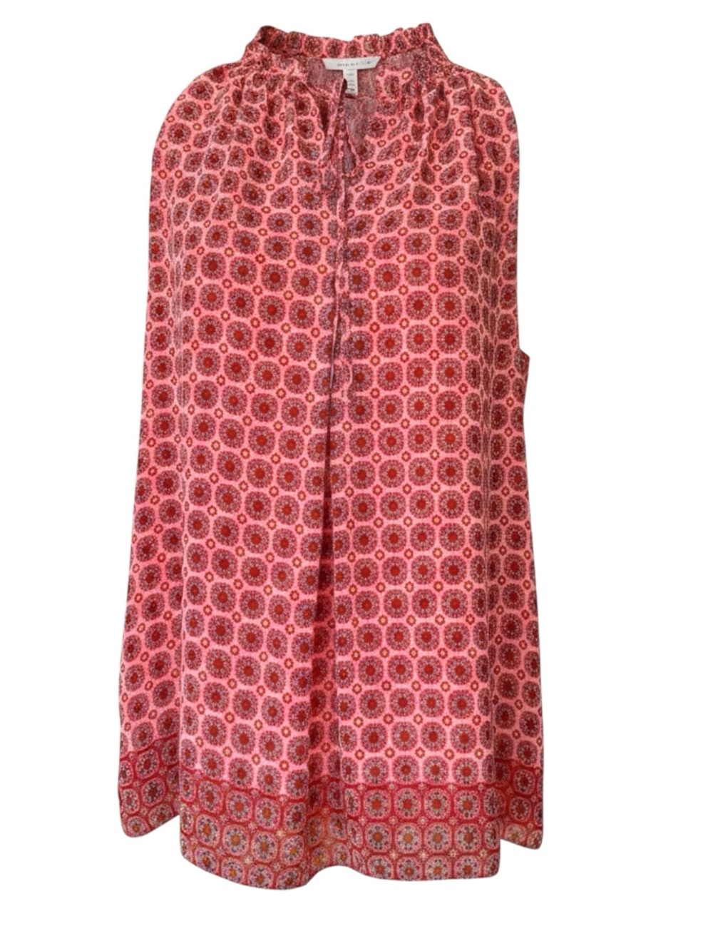 Max Studio Geometric Medallion Halter Tank Top Size L Red Pink